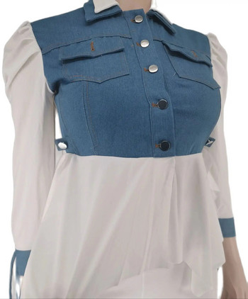 Σετ ασορτί τζιν σε συνθετικό μέγεθος Γυναικείο Σετ παντελόνι Jean Patchwork Crop Γυναικείο χειμερινό μολύβι παντελόνι Lady Κομψή στολή σετ παντελονιού δύο τεμαχίων