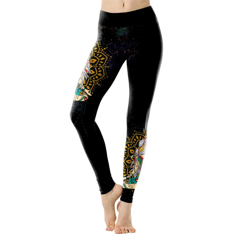 FCCEXIO 3 Style Mandala Yin and Yang print tajice Hlače za vježbanje visokog struka Ženske tanke cvjetne tajice Bešavne fitness hlače