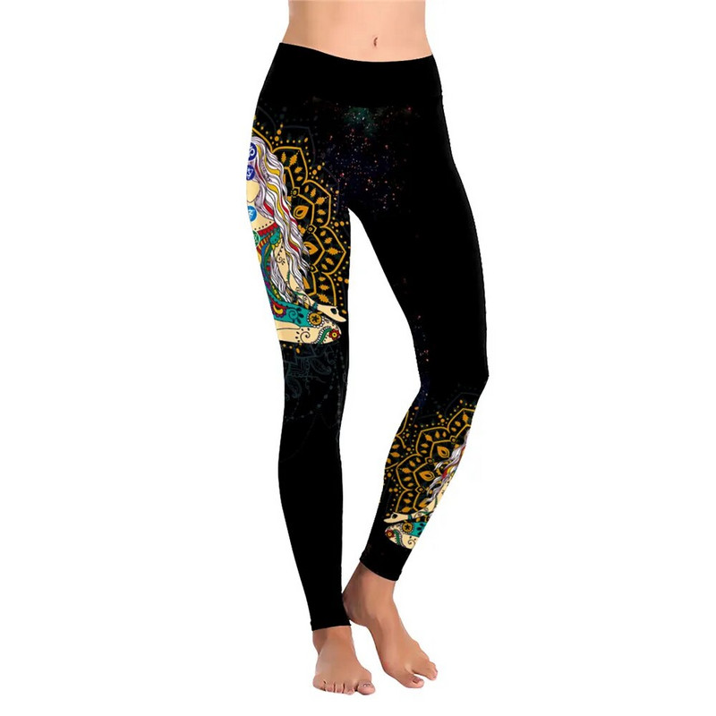 FCCEXIO 3 Style Mandala Yin and Yang print tajice Hlače za vježbanje visokog struka Ženske tanke cvjetne tajice Bešavne fitness hlače