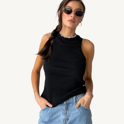 Vară Sexy fără spate Tank Top Femei Vestă fără mâneci Calitate Y2k Tricotat Camis Tank Tops Femei Casual Solid Color Basic Camisole