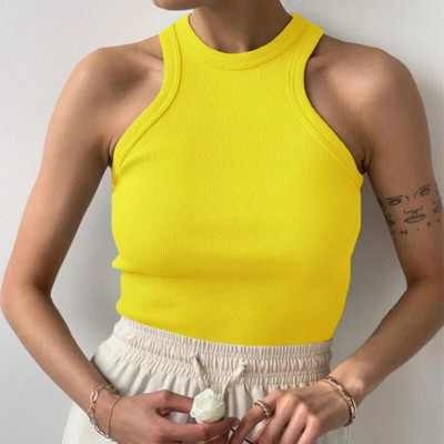 Vară Sexy fără spate Tank Top Femei Vestă fără mâneci Calitate Y2k Tricotat Camis Tank Tops Femei Casual Solid Color Basic Camisole