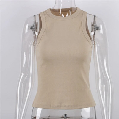 Vară Sexy fără spate Tank Top Femei Vestă fără mâneci Calitate Y2k Tricotat Camis Tank Tops Femei Casual Solid Color Basic Camisole