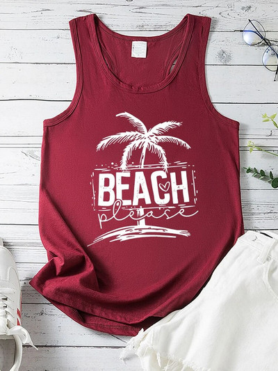Seeyoushy Beach Molimo ispišite Ljetni odmor Ženske majice bez rukava Majica s O-izrezom Femme Casual 90 Ženske majice s prslukom Odjeća