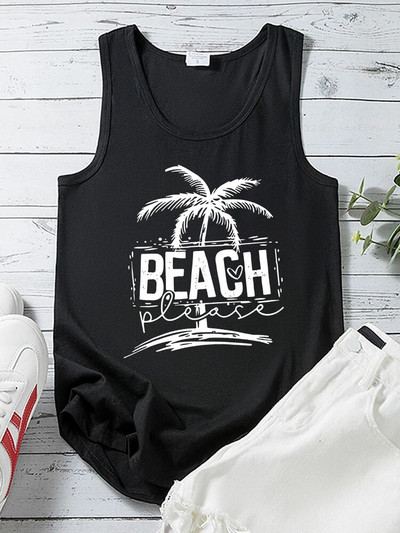 Seeyoushy Beach Molimo ispišite Ljetni odmor Ženske majice bez rukava Majica s O-izrezom Femme Casual 90 Ženske majice s prslukom Odjeća
