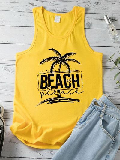 Seeyoushy Beach Molimo ispišite Ljetni odmor Ženske majice bez rukava Majica s O-izrezom Femme Casual 90 Ženske majice s prslukom Odjeća