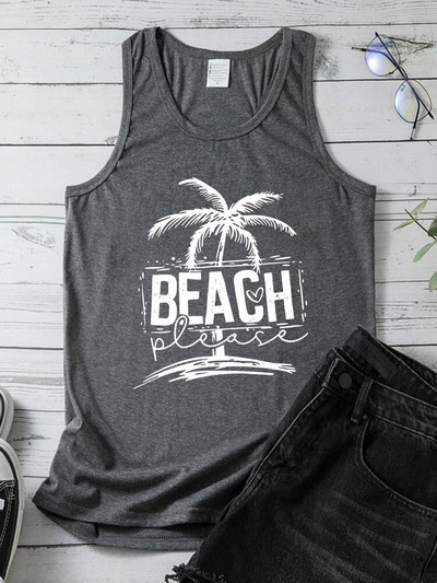 Seeyoushy Beach Molimo ispišite Ljetni odmor Ženske majice bez rukava Majica s O-izrezom Femme Casual 90 Ženske majice s prslukom Odjeća