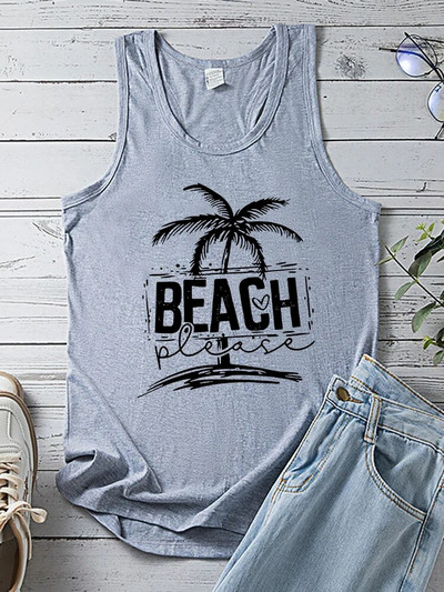 Seeyoushy Beach Molimo ispišite Ljetni odmor Ženske majice bez rukava Majica s O-izrezom Femme Casual 90 Ženske majice s prslukom Odjeća