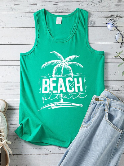 Seeyoushy Beach Molimo ispišite Ljetni odmor Ženske majice bez rukava Majica s O-izrezom Femme Casual 90 Ženske majice s prslukom Odjeća
