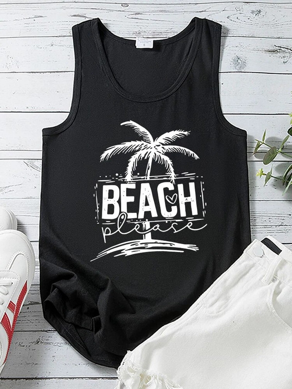 Seeyoushy Beach Molimo ispišite Ljetni odmor Ženske majice bez rukava Majica s O-izrezom Femme Casual 90 Ženske majice s prslukom Odjeća