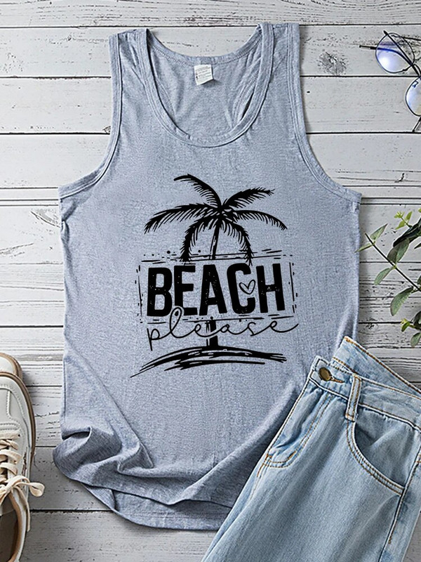 Seeyoushy Beach Molimo ispišite Ljetni odmor Ženske majice bez rukava Majica s O-izrezom Femme Casual 90 Ženske majice s prslukom Odjeća