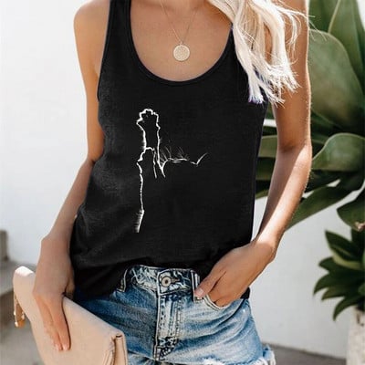 Seeyoushy Funny Cat Print Naiste Tank Varrukateta Suvine Lahtine Top Naiste Riided Harajuku Vabaaja Sport Fitnes Vest Haut Femme