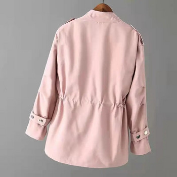 Γυναικείο αντιανεμικό φθινόπωρο 2023 Νέο κορεατικό άγριο χαλαρό γιακά με ροζ μπουφάν Γυναικείο φοιτητικό παλτό αντιανεμικό φόδρα 96