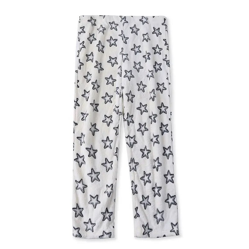 Pidžama hlače sa slatkim zvjezdanim uzorkom Ženske deblje zimske pidžame Donji dio Tople fakultetske flanelske salonke Hlače Moda za slobodno vrijeme