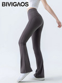BIVIGAOS Micro Flared Shark Leggings Ženske elastične tanke uske hlače u obliku potkove visokog struka Push Up Fitness Sportske lepršave hlače