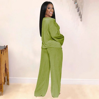 Едноцветен, елегантен и съвпадащ комплект комплекти за големи размери за жени, есенен дамски панталон от три части 2023, луксозен ежедневен суичър от плат