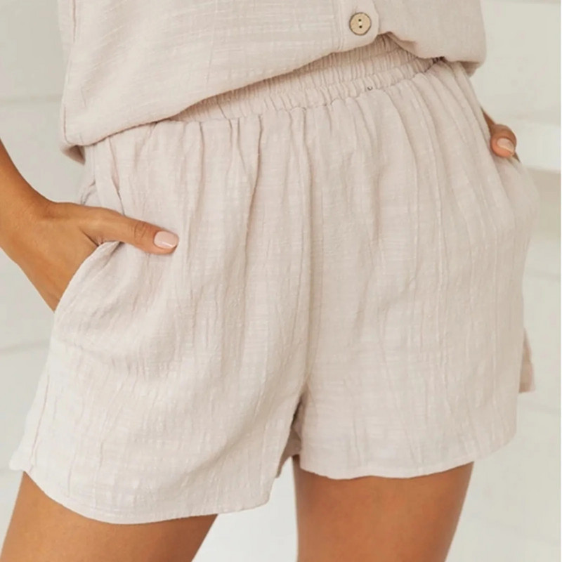 Ženske pamučne i lanene majice bez rukava Komplet za spavanje Ženski dvodijelni salonski odjevni predmeti s jednim kopčanjem Bez rukava Ženski komplet pidžama