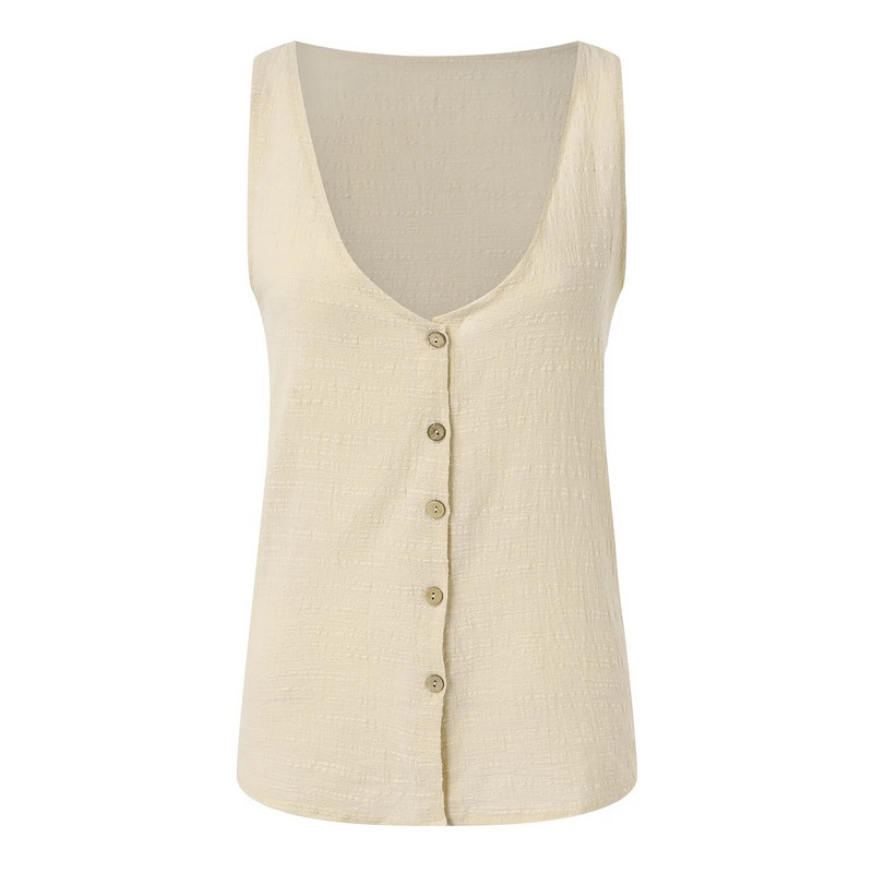 Ženske pamučne i lanene majice bez rukava Komplet za spavanje Ženski dvodijelni salonski odjevni predmeti s jednim kopčanjem Bez rukava Ženski komplet pidžama