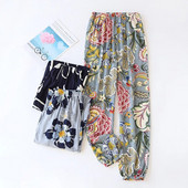 Ljetne cool hlače Ženske tanke labave donjice za spavanje Hlače s printom od viskoze protiv komaraca Elastični pojas u struku Kućna spavaćica