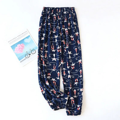 Ljetne cool hlače Ženske tanke labave donjice za spavanje Hlače s printom od viskoze protiv komaraca Elastični pojas u struku Kućna spavaćica