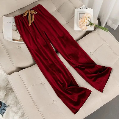 Alkalmi, nagyméretű bársonyos otthoni nadrágok velúr pizsama női nadrágok tavaszi és őszi tél laza egyszínű otthoni ruházat alsó része