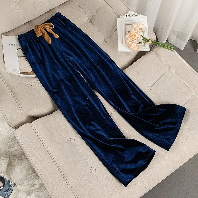 Alkalmi, nagyméretű bársonyos otthoni nadrágok velúr pizsama női nadrágok tavaszi és őszi tél laza egyszínű otthoni ruházat alsó része