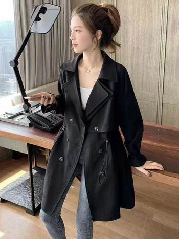 Νέο παλτό Γυναικείο παλτό μεσαίου μήκους κορεατικής έκδοσης καμπαρντίνα Ευέλικτο κοστούμι με χαλαρή εφαρμογή γιακά casual παλτό Τοπ παλτό ιδιοσυγκρασίας