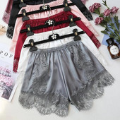 Didelio dydžio poilsio šilko šortai pižamos kelnės moteriškos apatinės Sexy Sleep Šortai Satininės kelnės moterims Mergaitėms Nėriniai miegui tinka 40-80 kg