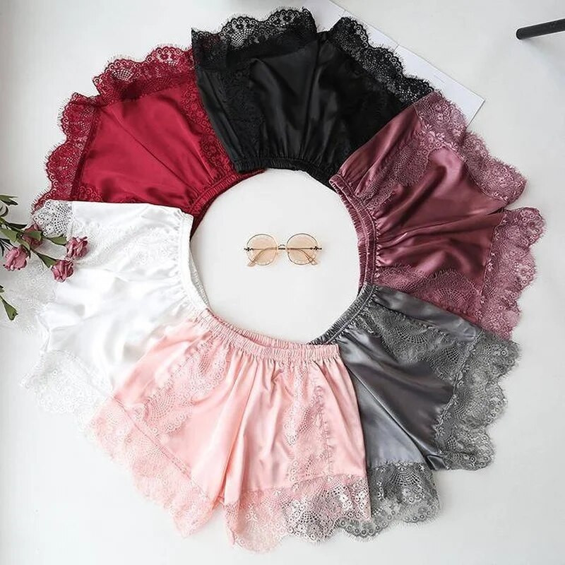 Didelio dydžio poilsio šilko šortai pižamos kelnės moteriškos apatinės Sexy Sleep Šortai Satininės kelnės moterims Mergaitėms Nėriniai miegui tinka 40-80 kg