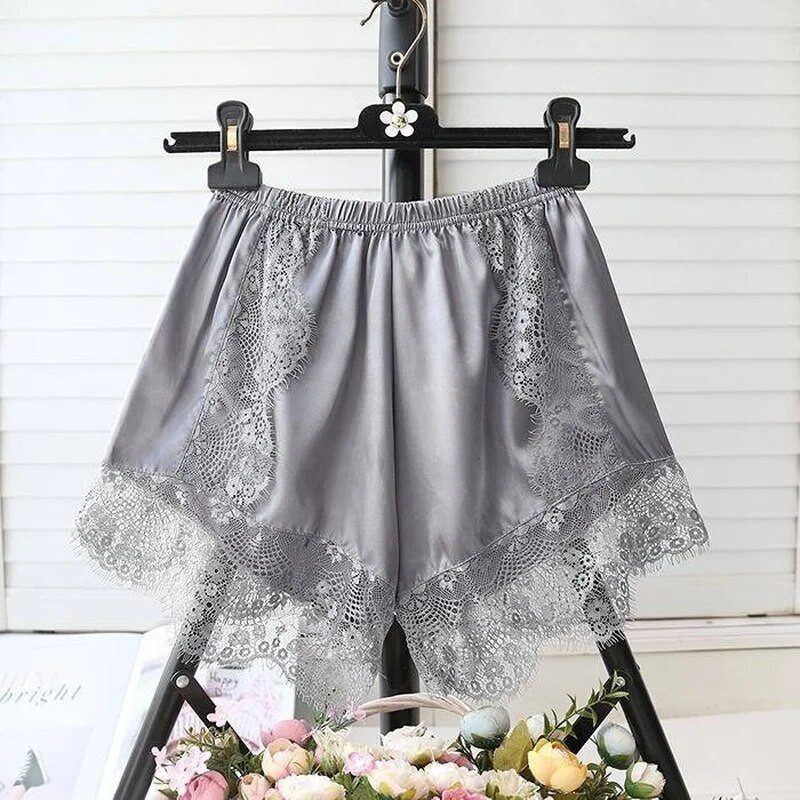 Didelio dydžio poilsio šilko šortai pižamos kelnės moteriškos apatinės Sexy Sleep Šortai Satininės kelnės moterims Mergaitėms Nėriniai miegui tinka 40-80 kg