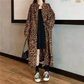 Plus Size 6XL 150kg Ανοιξιάτικη γυναικεία καμπαρντίνα Leopard Casual Γυναικείο Μακρύ Εξωτερικό Φαρδύ Πανωφόρι Femme Μεγάλα Ρούχα