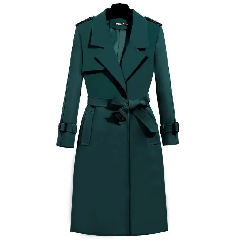 Vidutinio ilgio moteriškas 2023 m. Korėjos rudens striukė nuo vėjo, naujas plonas juosmens, pavasario mados pavasario ir rudens paltas