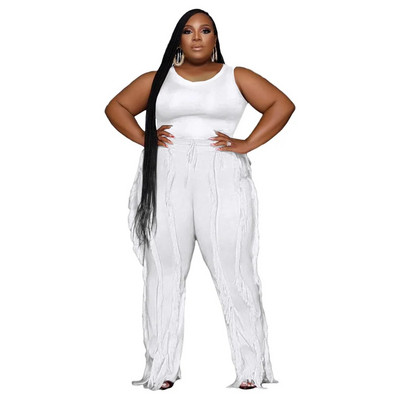 HLJ&GG Liela izmēra sieviešu tērpi XL-5XL Ikdienas Bodiji bez piedurknēm un Pušķi Bikses Divdaļīgi Komplekti Sieviešu solīdi 2gab Treniņtērpi