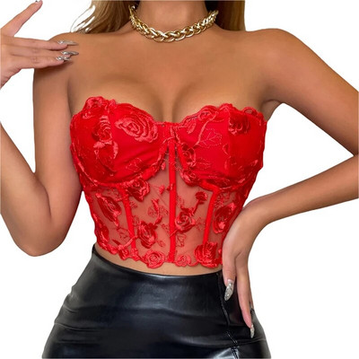 Camolă cu tuburi pentru femei, pentru adulți, din dantelă, de culoare uni, fără mâneci, fără spate, cu bretele spaghetti, crop tops, camisole de vară