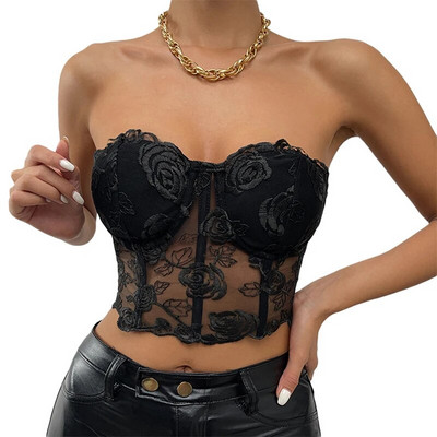 Camolă cu tuburi pentru femei, pentru adulți, din dantelă, de culoare uni, fără mâneci, fără spate, cu bretele spaghetti, crop tops, camisole de vară