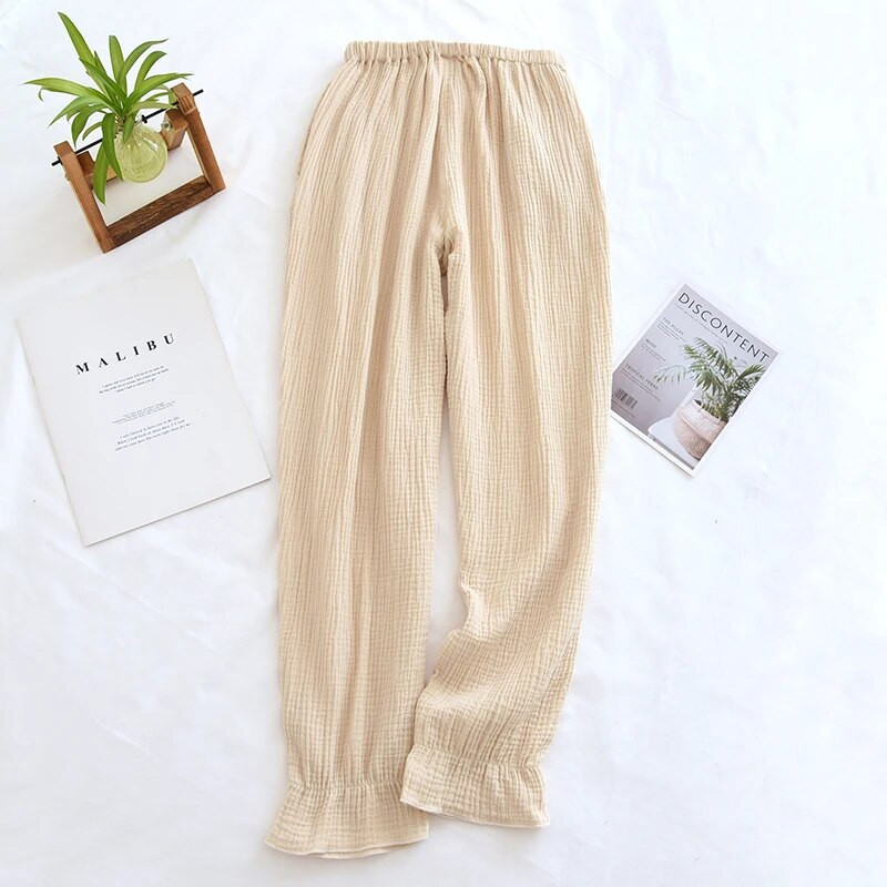 1 vnt Pavasaris Vasara Ruduo Nauji medvilniniai verpalai Kelnės Verano Pijama Mujer Pajama Femme Moteriški pižama Miego drabužiai Crepe Pantalones