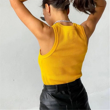 Μονόχρωμο Βασικό ριμπ πλεκτό φανελάκι Γυναικείο Καλοκαιρινό vintage σέξι αμάνικο Camis Girls Streetwear Soft Tees Tank Top Women