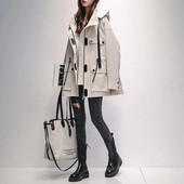 Naiste trepijope kapuutsiga õues, vihma ja veekindel tuulejakk, nööriga vöökoht plusssuuruses kevad-sügis vabaaja vaba tänavariided