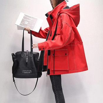 Γυναικείο μπουφάν Trench με κουκούλα για εξωτερικούς χώρους, αδιάβροχο αντιανεμικό κορδόνι μέσης συν μέγεθος Άνοιξη φθινόπωρο casual χαλαρά streetwear