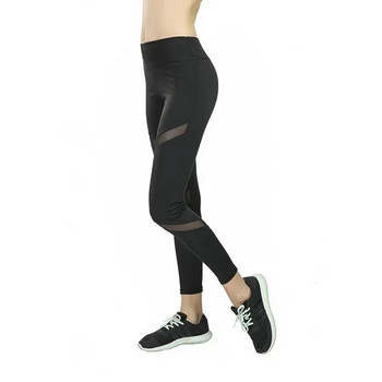Панталони за бягане Бързосъхнещи мрежести панталони за йога Черен ластик с висока талия Фитнес тънки спортни панталони Клинове за фитнес за жени Панталони