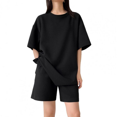 2 bucăți/set costum mâneci scurte fete subțiri îmbrăcăminte activă bărbați tricou largi pantaloni scurți ținută jogger