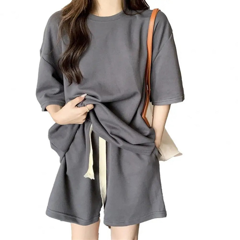 2 vnt./Kostiuminis kostiumas trumpomis rankovėmis, plonomis mergaičių aktyviomis apranga Vyriški laisvi marškinėliai šortai bėgimo apranga