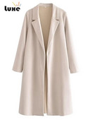 Elegantni dugi kaput s otvorenim ovratnikom za žene Ležerna jesen proljeće Nova jakna dugih rukava Ženski modni uredski ženski trenč kaputi