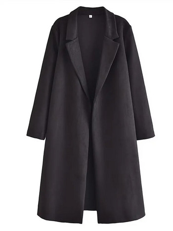 Елегантно дълго палто с обърната яка за жени Ежедневно есенно пролетно ново яке с дълъг ръкав Дамски модни тренчкоти за офис дами