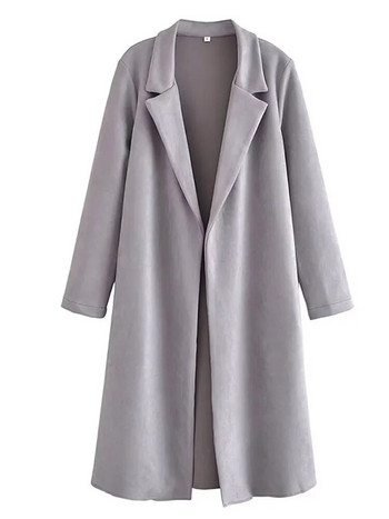 Елегантно дълго палто с обърната яка за жени Ежедневно есенно пролетно ново яке с дълъг ръкав Дамски модни тренчкоти за офис дами