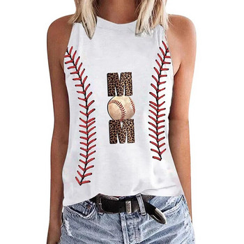 Γράμμα μπέιζμπολ Leopard 3D τυπωμένο μπλουζάκια τανκ Γυναικεία streetwear Y2k μπλούζες Υπερμεγέθη γιλέκο από τον ώμο αμάνικο γυναικείο σέξι καμιζόλα