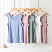 Tricouri de vară cu decolteu în formă de O Tricou cu elastic înalt, respirabil, fără mâneci, de culoare solidă