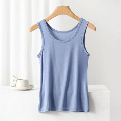Tricouri de vară cu decolteu în formă de O Tricou cu elastic înalt, respirabil, fără mâneci, de culoare solidă