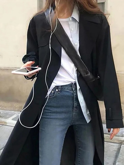 Korejiešu divrindu haki garie mēteļi eleganti biroja sieviete, mežģīņu žaketes mēteļi Augstas kvalitātes pavasara rudens chaquetas