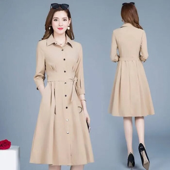 Плюс размер M-6XL Дамско дълго тренчкотно яке Модно ежедневно есенно зимно дамско офис облекло Официално тънко палто с ветровка