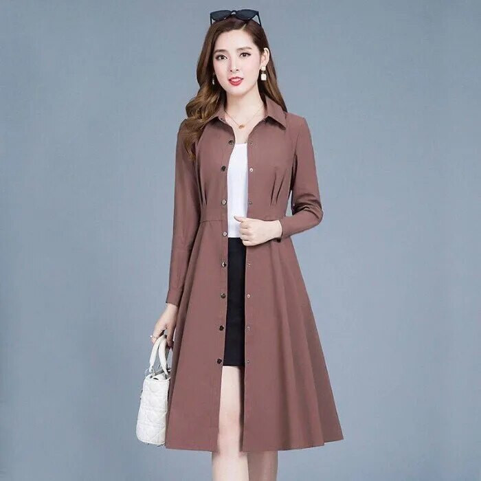 Plus veličina M-6XL Ženska duga trenč jakna Modna ležerna jesen zima OL Ženska uredska odjeća Formalna uska vjetrovka